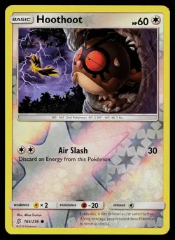 Pokemon Card Unified Minds Hoothoot 165/236 Common Reverse Holo - Image 1