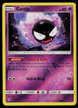 Pokemon Card Unbroken Bonds Gastly 67/214 Common Reverse Holo - Image 1