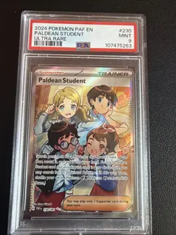 2024 Pokemon Paldean Fates #230 Paldean Student Ultra Rare PSA 9 Card MINT! - Image 1