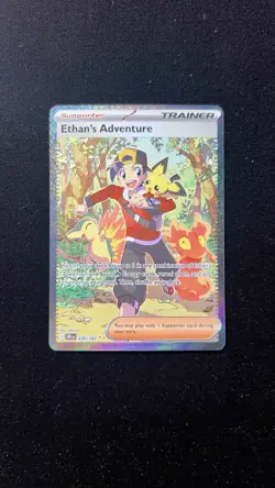 Pokemon TCG Destined Rivals Ethan's Adventure Full Art Trainer Card 236/182 Sir - Image 1