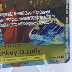 (DAMAGED) Monkey D. Luffy OP04 Pre Release Winner Promo Card P-036 English - Image 2