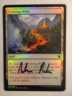 Magic The Gathering - 1x Signed Foil Evolving Wilds (mtg) Dragons of Tarkir - Image 1