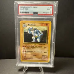 PSA 9 - Machoke 34/102 Base Set Uncommon Pokemon TCG 1999 Unlimited - Image 1
