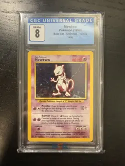 1999 Pokemon Mewtwo #10 Base Set Holo CGC 8 - Image 1