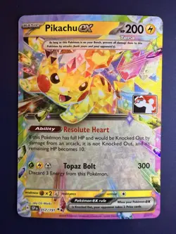 Pokemon Pikachu EX 057/191 - Prize Pack Series Stamped Double Rare Holo Foil NM - Image 1