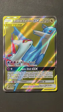 Pokemon Latias & Latios GX Ultra Rare Full Art Holo SM-Team Up 169/181 250 HP - Image 1