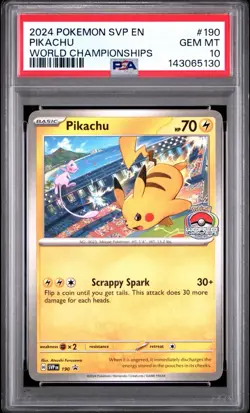Pokemon Pikachu 190 SVP EN World Championships Promo Stamped PSA 10 2024 - Image 1