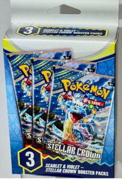 Pokemon Scarlet & Violet Stellar Crown 3 Booster Packs Box New Sealed - Image 1