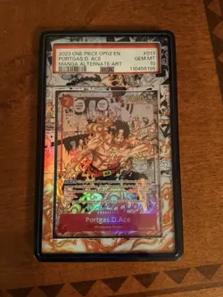 2023 ONE PIECE OP02-PARAMOUNT WAR MANGA ALTERNATE ART #013 PORTGAS D. ACE PSA 10 - Image 1