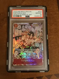 2023 ONE PIECE OP02-PARAMOUNT WAR MANGA ALTERNATE ART #013 PORTGAS D. ACE PSA 10 - Image 2