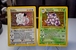 Vintage Pokemon Card Holo Rare Lot, Clefairy, Nidoking, Vaporeon, Damaged, Playe - Image 3