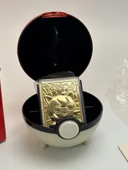 VINTAGE 1999 Pokemon Burger King 23K Gold Plated JIGGLYPUFF Card + Pokeball Case - Image 1