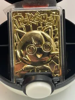 VINTAGE 1999 Pokemon Burger King 23K Gold Plated JIGGLYPUFF Card + Pokeball Case - Image 4