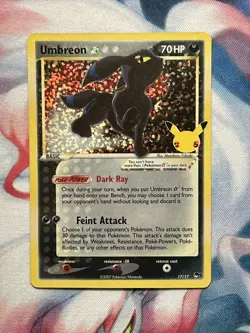 Umbreon Gold Star 17/17 Celebrations 25th Anniversary Classic Pokemon Card NM - Image 1