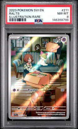 Pokemon Ralts Illustration Rare Holo SV01 Scarlet & Violet PSA 8 211/198 EN - Image 3