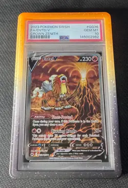 Pokemon Entei V GG36 Crown Zenith PSA 10 GEM MINT - Image 1