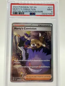 2024 POKEMON TEF EN-TEMPORAL FORCES #211 MORTY'S CONVICTION PSA 9 - Image 2