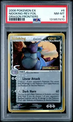 2006 POKEMON EX DRAGON FRONTIERS #6 NIDOKING-REVERSE FOIL PSA 8 - Image 1