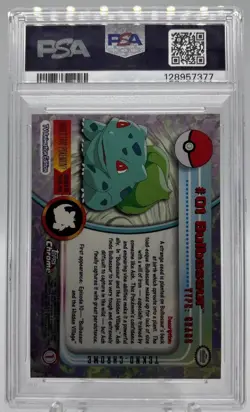 2000 Pokemon Topps Chrome TV Bulbasaur #1 Tekno Holo PSA 8 NM-MT POP 5 - Image 2