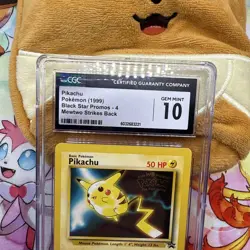 Pokemon TCG Pikachu #4 Black Star Promo WOTC Mewtwo Strikes Back CGC GEM MINT 10 - Image 3