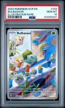 2024 POKEMON SCR EN-STELLAR CROWN ILLUSTRATION RARE #143 BULBASAUR PSA 10 - Image 1