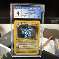 CGC 9 MINT Machamp 1999 Base Set 1st Edition 8/102 Holo Pokemon Card - Image 1