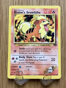 Pokemon Card Blaine's Growlithe N/M Gym Challenge Common 062/132 - Image 2