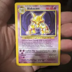Pokemon Alakazam Base Set Holo Rare 80 HP 001/102 English Card - Image 1
