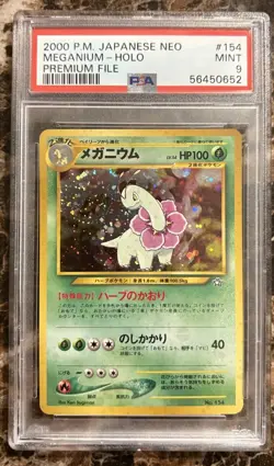 Pokemon PSA 9 Meganium Japanese Neo Premium File - Image 1