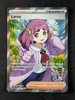 2024 Pokemon LACEY #166/142 Stellar Crown Special Illustration Rare Full Art ENG - Image 1