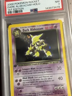 2000 Pokemon Rocket #1 Dark Alakazam Holo 1st Edition PSA 7 - Image 2