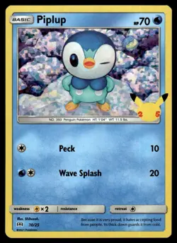 2021 McDonald's Canada Collection HOLOGRAM Piplup Basic/Promo/UNplayed #20 - Image 1