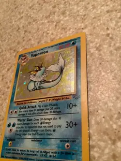 Vaporeon 12/64 Jungle Pokemon Card Holo Rare Scratched - Image 2