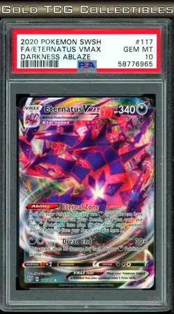 PSA 10 ⭐ Pokemon Eternatus VMAX 117 Darkness Ablaze Full Art Graded Card - Image 1