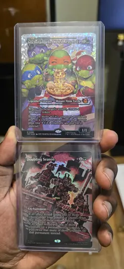 MTG TMNT Michelangelo, Weirdness to 11 (Fractured Foil) & Doubling Season (Foil) - Image 1