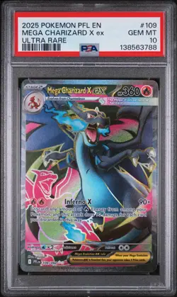 2025 POKEMON PFL EN-PHANTASMAL FLAMES ULTRA RARE #109 MEGA CHARIZARD X EX PSA 10 - Image 1