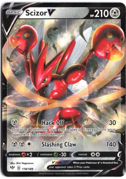 Scizor V 118/189 Holo Rare V Darkness Ablaze Pokemon - Image 1