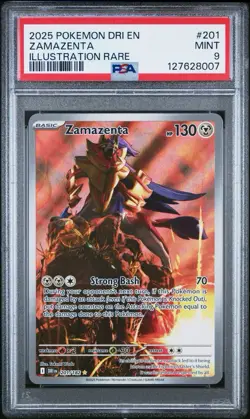 2025 POKEMON DRI EN-DESTINED RIVALS ILLUSTRATION RARE #201/182 ZAMAZENTA PSA 9 - Image 1