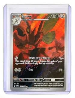 Pokemon Scizor Full Art Holo Illustration Rare 205/197 Obsidian Flames Miscut - Image 2