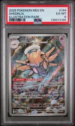 2025 POKEMON MEG EN-MEGA EVOLUTION ILLUSTRATION RARE #144 SHEDINJA PSA 6 - Image 1