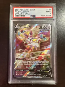 Sylveon V 184/203 Pokemon TCG Evolving Skies PSA 9 MINT - Image 1