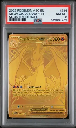 2026 POKEMON ASC EN-ASCENDED HEROES MEGA HYPER RARE MEGA CHARIZARD Y EX PSA 8 - Image 1