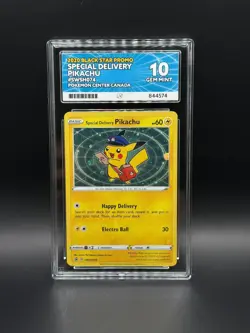 Special Delivery Pikachu SWSH074 Pokemon Center Promo ACE 10 GEM MINT💎 PERF SUB - Image 1