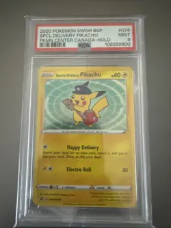 Special Delivery Pikachu SWSH074 Pokemon Center Black Star Promo Holo PSA 9 Mint - Image 1