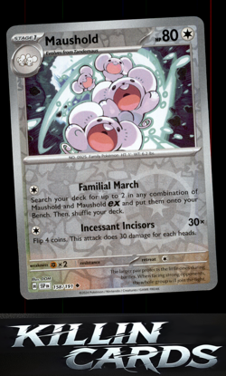 Reverse Holofoil Maushold 158/191 Pokemon Uncommon SV08: Surging Sparks Card NM - Image 1