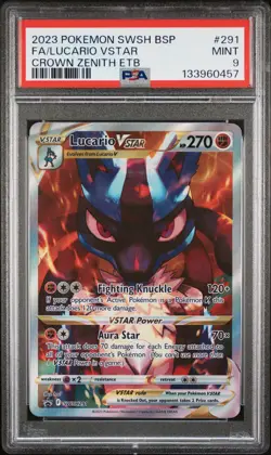 2023 POKEMON SWSH BLACK STAR PROMO #291 FULL ART/LUCARIO VSTAR PSA 9 - Image 1
