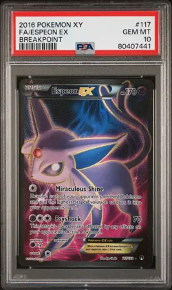 2016 POKEMON XY BREAKPOINT #117 FULL ART/ESPEON EX PSA 10 - Image 1