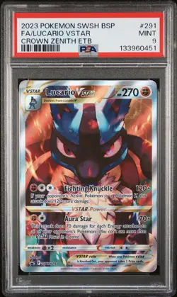 2023 POKEMON SWSH BLACK STAR PROMO #291 FULL ART/LUCARIO VSTAR PSA 9 - Image 1