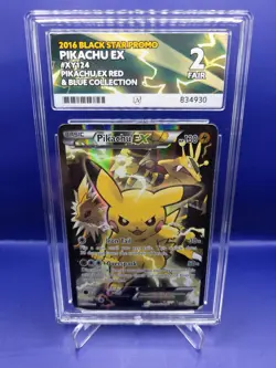 Pokemon TCG Pikachu EX XY124 2016 Black Star Promo ACE Grade 2 - Image 1