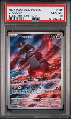Pokemon 2023 Groudon 199/182 Illustration Rare Paradox Rift GEM MINT PSA 10 - Image 1